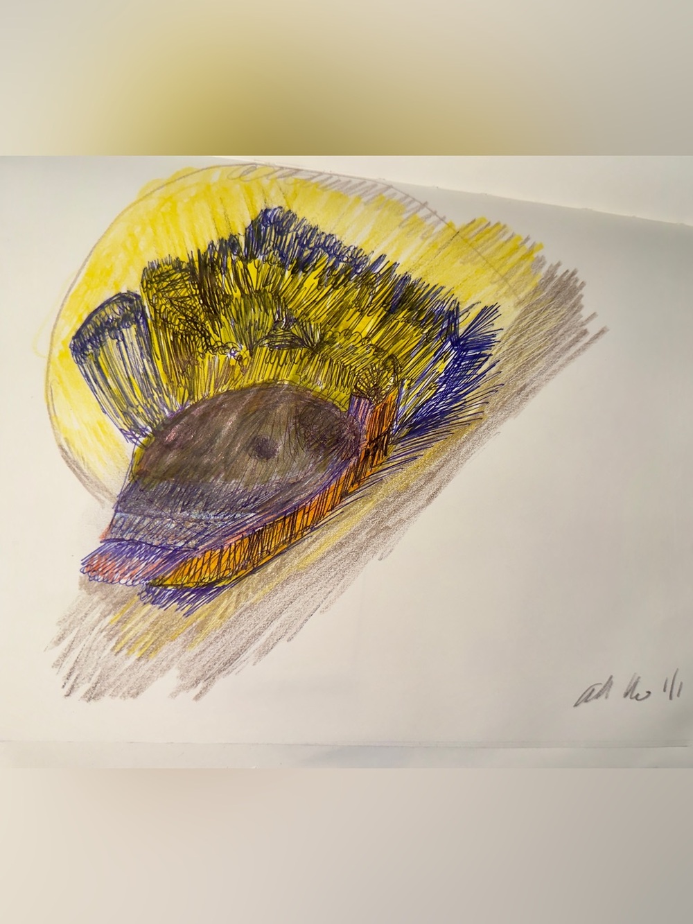 Hand-Drawn Colorful Eye Illustration in Yellow, Blue, Brown